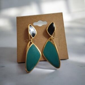 Vintage Avon Gold and Teal Drop Earrings